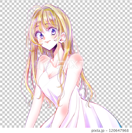 金髪ロングヘアのセクシーな女性 笑顔 金髪ロングヘアのセクシーな女性 笑顔 120647968