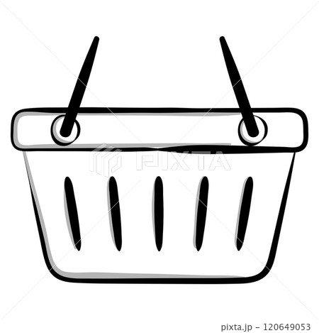 Shopping basket icon with black outline style, Vector 120649053