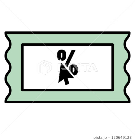 Coupon icon with percentage and click arrow, Vector 120649128