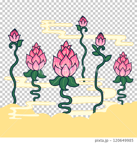 蓮の花の手描きイラスト 120649985