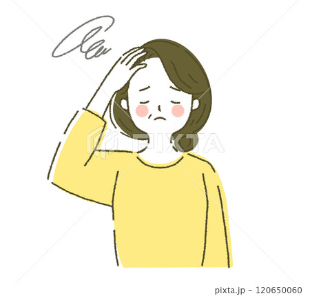 めまいに悩む中年女性 不調のイラスト素材 120650060