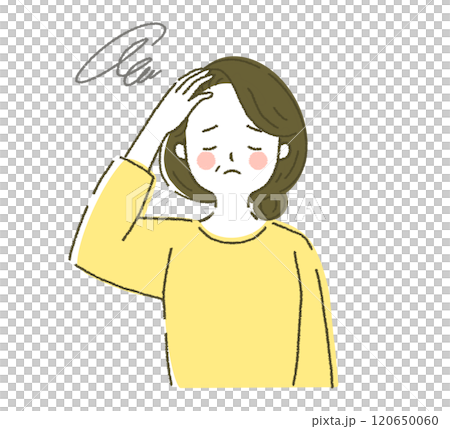 めまいに悩む中年女性 不調のイラスト素材 120650060