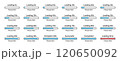 Percentage loading rectangular bar infographics set progressing from 0 to 100 percent with a difference of 5% in blue color. Set of rectangular bar loading 5%, 10%, 75%, 95% and 100% infographics set. 120650092