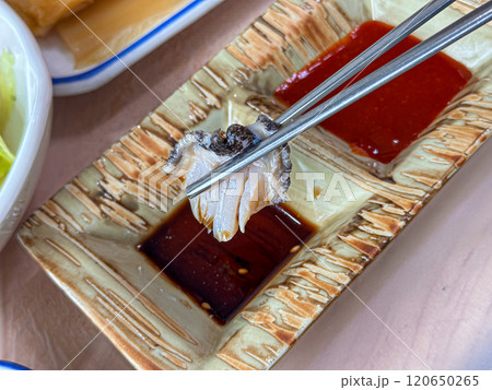 Korean seafood. fresh abalone sashimi Korean seafood. fresh abalone sashimi 120650265
