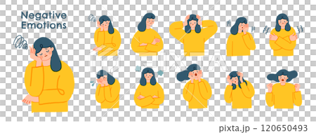 ネガティブな感情の女性 ベクターイラストセットのイラスト素材 [120650493] - PIXTA