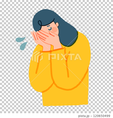 涙を流して落ち込む女性のイラスト 120650499