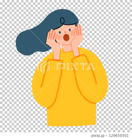 一個驚訝和震驚的女人的插圖 一個驚訝和震驚的女人的插圖 120650501