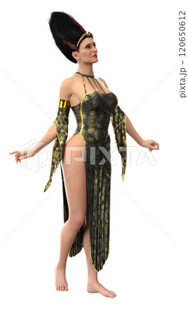 Sorcery woman in dress with spider web 120650612