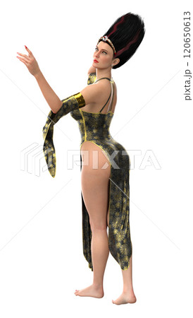 Sorcery woman in dress with spider web 120650613