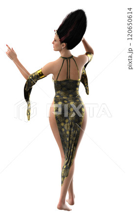 Sorcery woman in dress with spider web 120650614