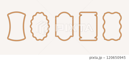 Collection of rope frames. Minimalist concept illustrations Collection of rope frames. Minimalist concept illustrations 120650945