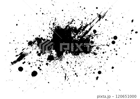 Vector brush stroke and ink spray splatter on dirty, grunge background. White and black abstract texture with watercolor splat 120651000