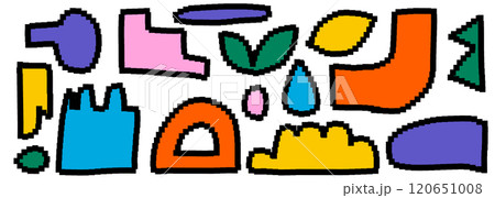 Set of naive pexeled elements. Design bitmap icons. Shapes for trendy y2k posters. Vector contemporary elements. Set of naive pexeled elements. Design bitmap icons. Shapes for trendy y2k posters. Vector contemporary elements. 120651008
