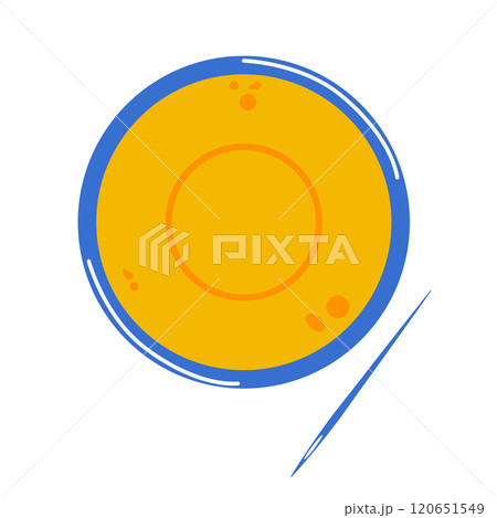 Korean Dalgona sugar toffees, sweets with sign circle. Flat Vector illustration. 120651549