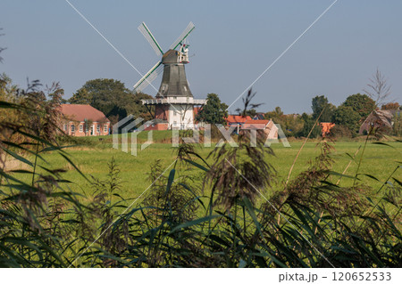 Greetsiel village at the north sea in germany 120652533