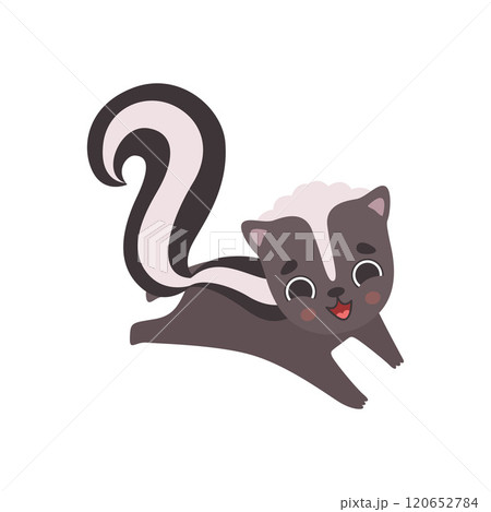 Cute Little Skunk, Adorable Baby Animal Cartoon Character Vector Illustration 120652784