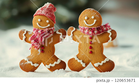Christmas homemade funny gingerbread man and woman cookies 120653671