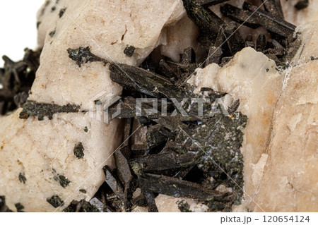 Macro stone Astrophyllite mineral on white background Macro stone Astrophyllite mineral on white background 120654124