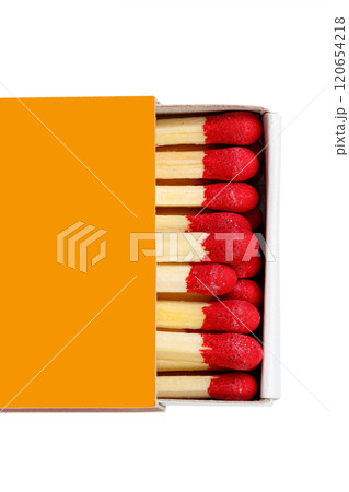 matches with a red head on a white background 120654218