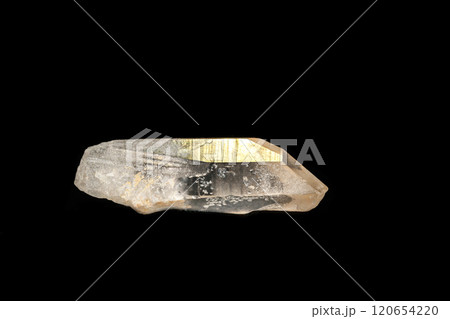 Macro mineral stone smoky quartz, rauchtopaz on a black background 120654220
