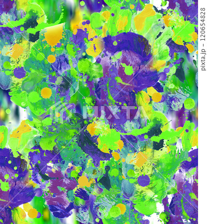 Seamless pattern with abstract creative blots and splashes painted with gouache Seamless pattern with abstract creative blots and splashes painted with gouache 120654828