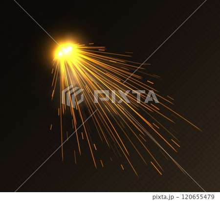 Realistic welding sparks, metal sparkles from the welding machine 120655479