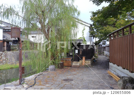 八幡山城の八幡堀と民家の町並み(近江八幡の水郷) 八幡山城の八幡堀と民家の町並み(近江八幡の水郷) 120655806