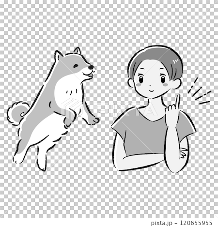 跳狗和主人指點（想出一個想法）插圖集 120655955