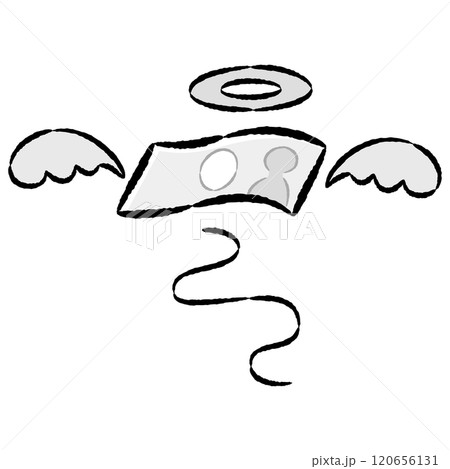 お金が飛ぶイメージ　手描きイラスト 120656131