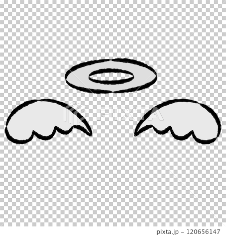 手繪插圖集天使戒指和白色翅膀 120656147