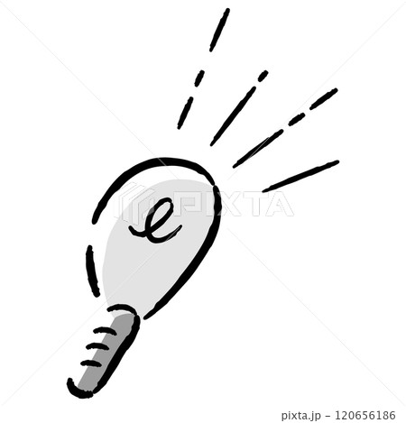 ひらめきやアイデアの感情を表すシンプルでおしゃれな手描きの豆電球 120656186