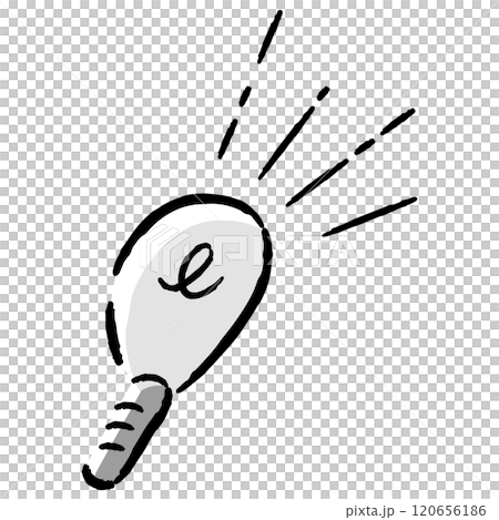 ひらめきやアイデアの感情を表すシンプルでおしゃれな手描きの豆電球 120656186