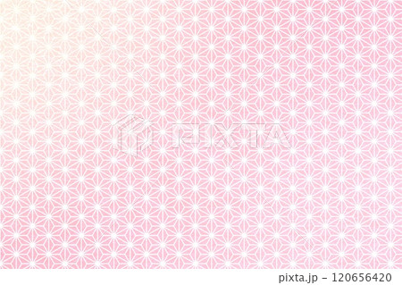 桃のグラデーションの和柄（麻の葉） 120656420