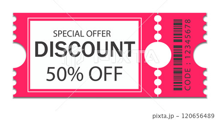 Discount Coupons Ticket. 50 Sale Voucher Coupon. Coupon for web design. Isolated Label on transparent background, Sale banner with discount coupon. Pink Vector gift voucher vector icon Tag Discount Coupons Ticket. 50 Sale Voucher Coupon. Coupon for web design. Isolated Label on transparent background, Sale banner with discount coupon. Pink Vector gift voucher vector icon Tag 120656489