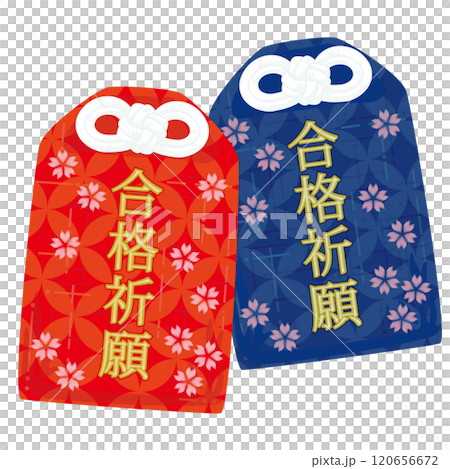 Vector illustration of a red and blue amulet for good luck in passing exams 120656672