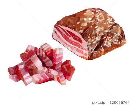 パンチェッタ（細切れとブロック） 120656764