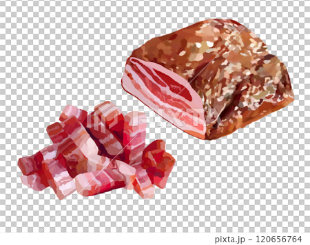 パンチェッタ（細切れとブロック） 120656764