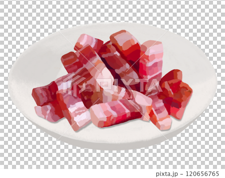 With a plate of pancetta (sliced) 120656765