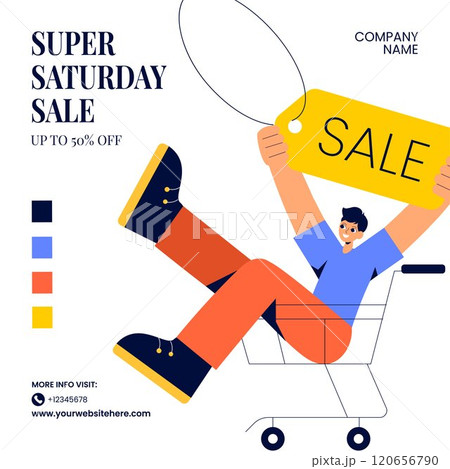 Flat Style Cartoon Template for Weekend Shopping Sale Announcement Illustration Flat Style Cartoon Template for Weekend Shopping Sale Announcement Illustration 120656790