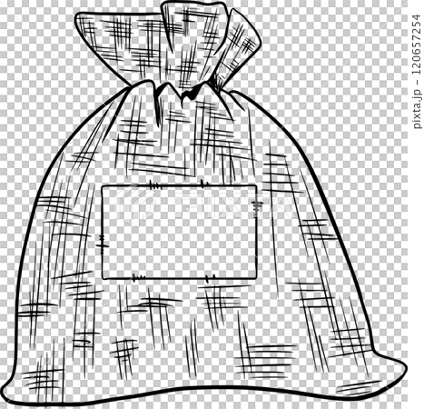 Canvas Bag Tied With Blank Label Graphic Black And White Illustration For Print And Web Design Of Physical Products And Projects Canvas Bag Tied With Blank Label Graphic Black And White Illustration For Print And Web Design Of Physical Products And Projects 120657254
