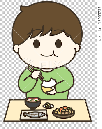 Cute illustration of a boy eating Cute illustration of a boy eating 120657374