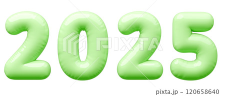 3D画像_文字風船_2025_黄緑 3D画像_文字風船_2025_黄緑 120658640