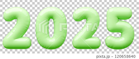3D画像_文字風船_2025_黄緑 3D画像_文字風船_2025_黄緑 120658640