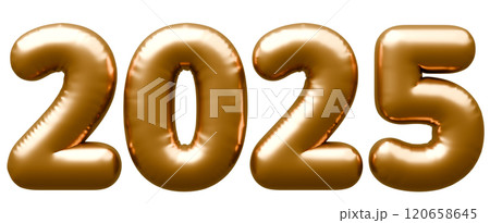 3D画像_文字風船_2025_ゴールド 3D画像_文字風船_2025_ゴールド 120658645