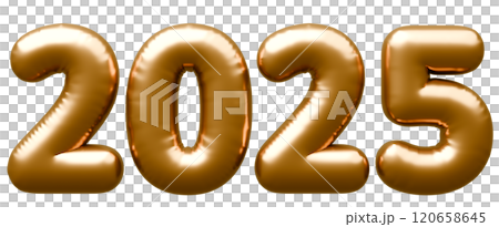 3D画像_文字風船_2025_ゴールド 3D画像_文字風船_2025_ゴールド 120658645