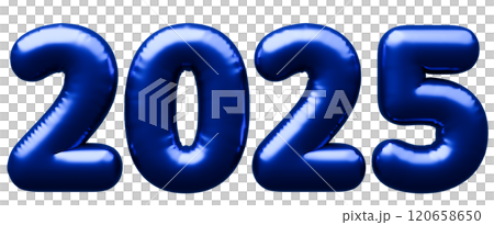 3D画像_文字風船_2025_青 3D画像_文字風船_2025_青 120658650