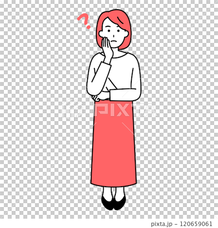 思考想法的休閒女人(全身) 思考想法的休閒女人(全身) 120659061