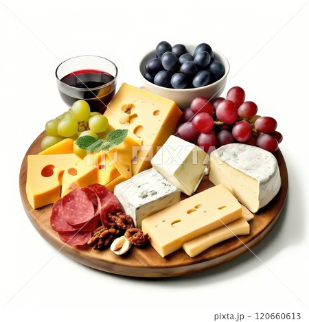 the AI Image Generator, Cheese Platter with Grapes and Nuts 120660613