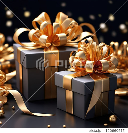 an AI Image Generator, Gift Boxes With Decorative Ribbons 120660615