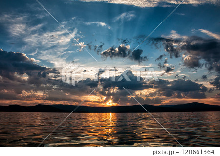Scenic sunset on the lake Scenic sunset on the lake 120661364
